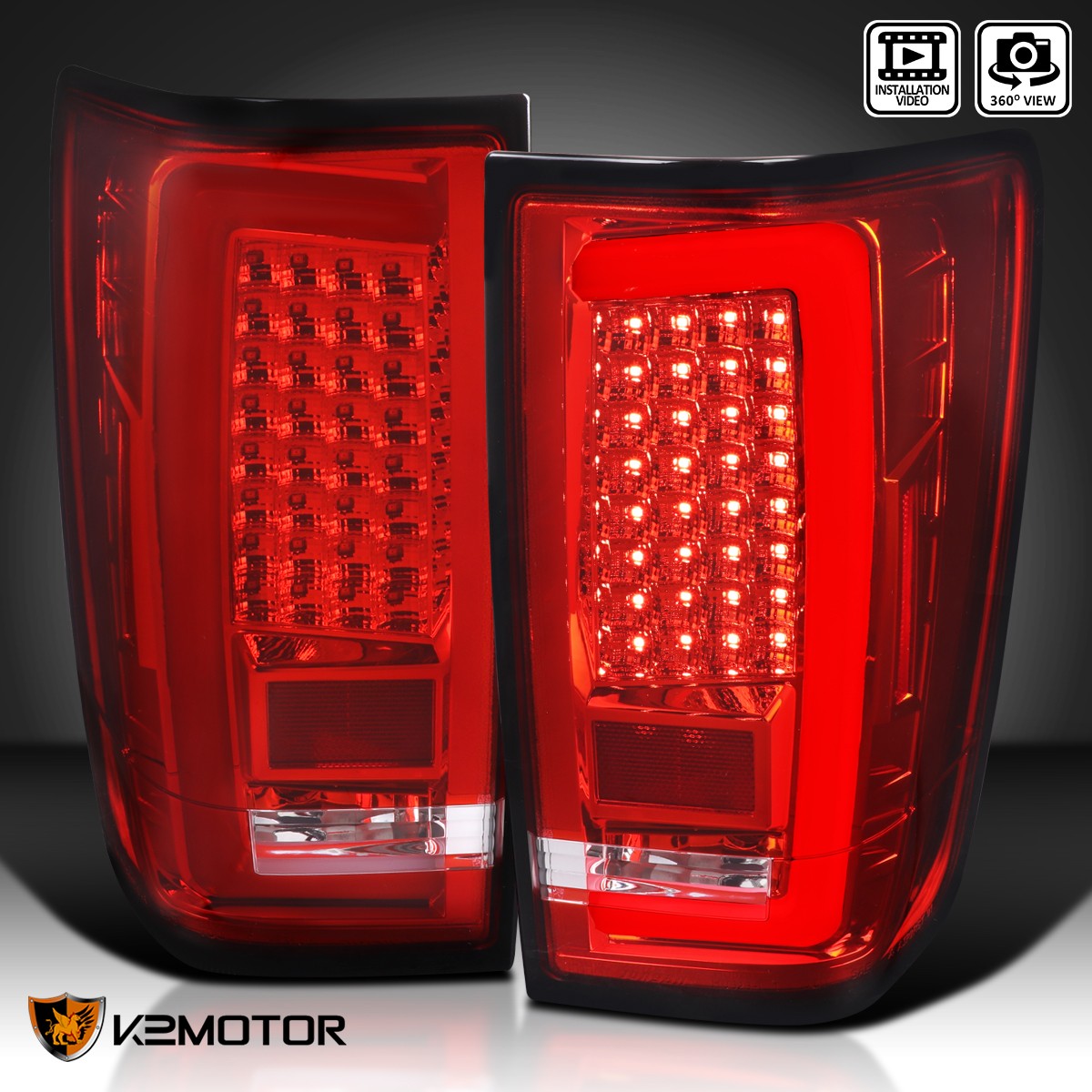 Red Fits 2004-2015 Titan Tail Lights LED Tube Strip Brake Lamps Left+Right 04-15