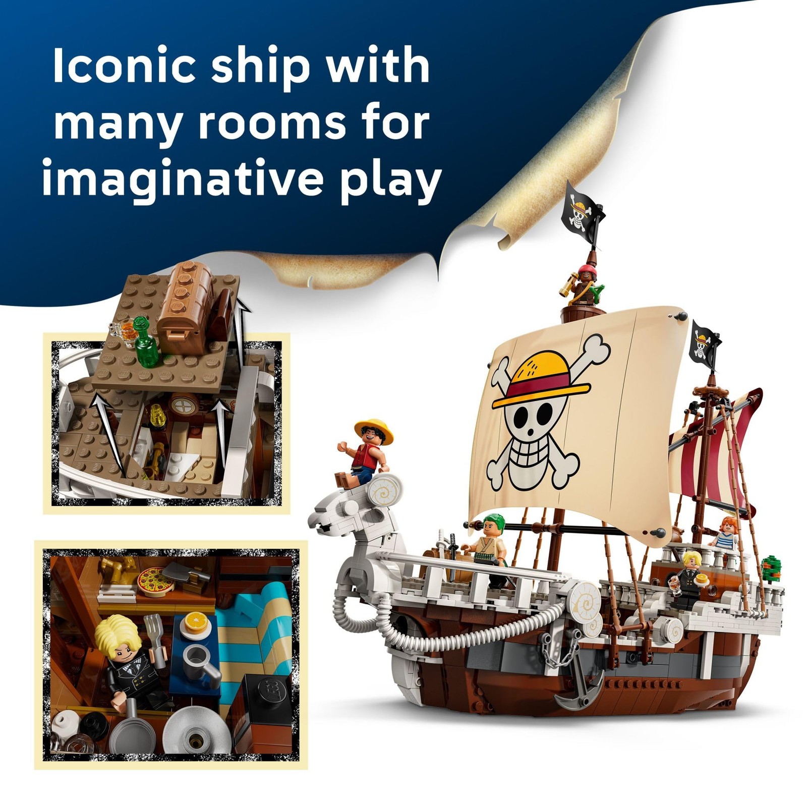 LEGO One Piece The Going Merry Pirate Ship Building Set, 1376 Pieces,