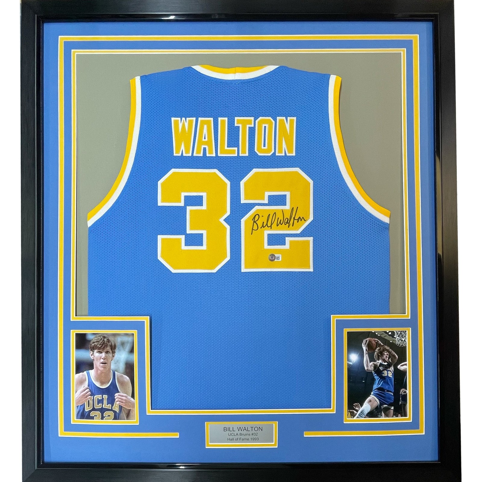 Framed Autographed/Signed Bill Walton 35x39 UCLA Blue Jersey JSA COA Framed Autographed/Signed Bill Walton 35x39 UCLA Blue Jersey JSA COA