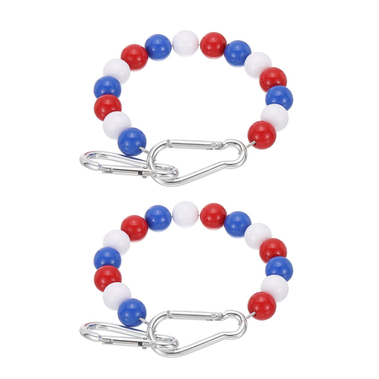 2Pcs Flagpole Retainer Ring 15 Beaded Mount Ring Accessories Red/White/Blue