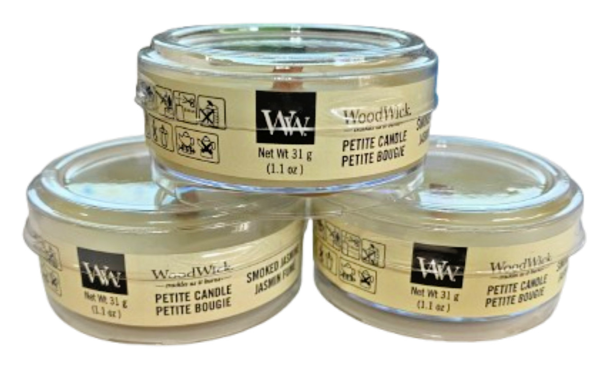 Woodwick 3x SMOKED JASMINE Petite Candles 1.1 oz Never Lit Woodwick 3x SMOKED JASMINE Petite Candles 1.1 oz Never Lit
