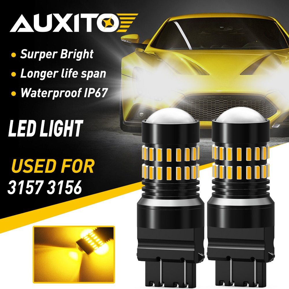 AUXITO 2X 3157 3457A 4157 Super Amber Turn Signal Blinker LED Light Bulbs 48H EC