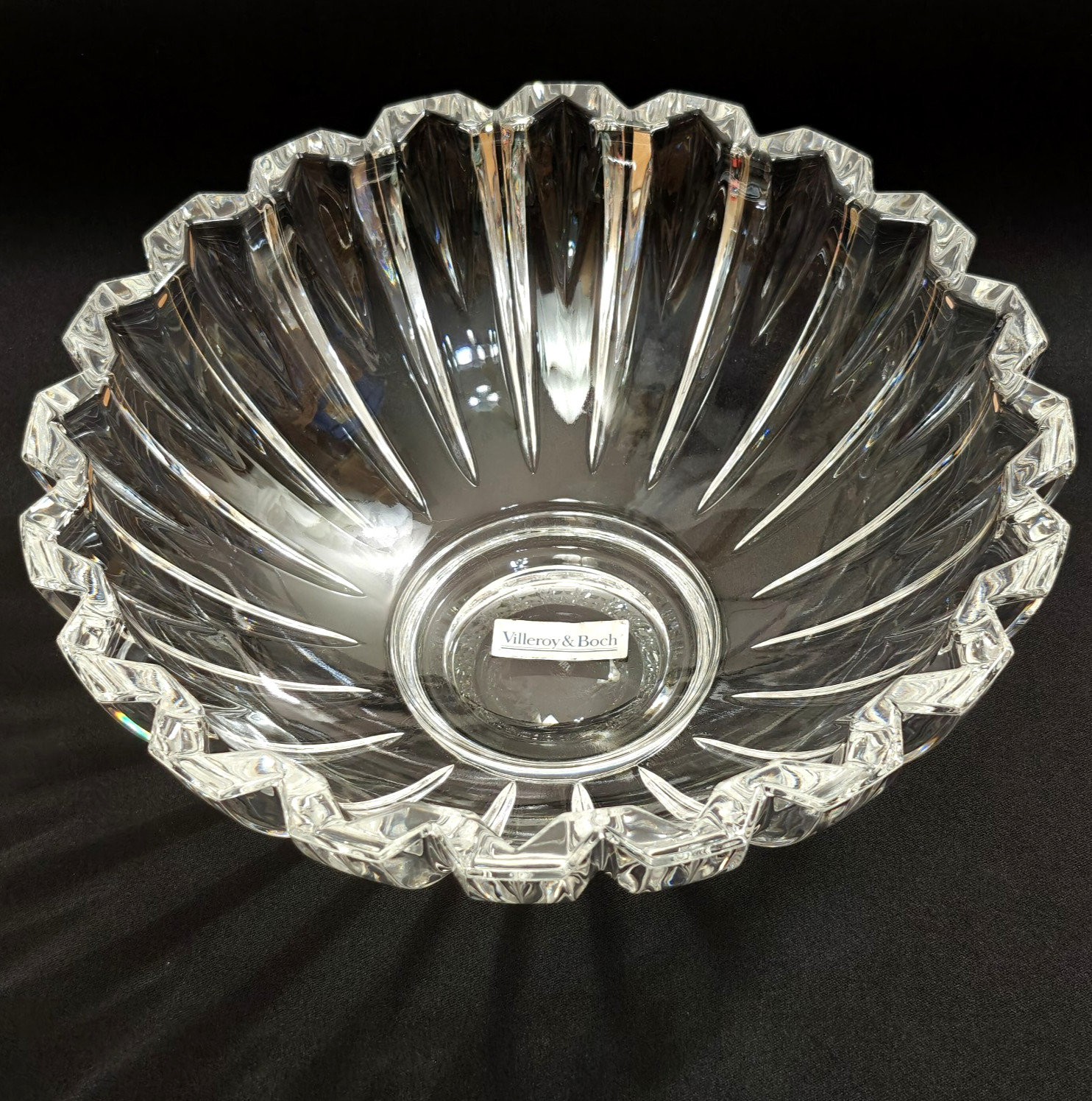 Vintage VILLEROY & BOCH Crystal Large Serving Platter Plate Bowl Scalloped Edge Vintage VILLEROY & BOCH Crystal Large Serving Platter Plate Bowl Scalloped Edge