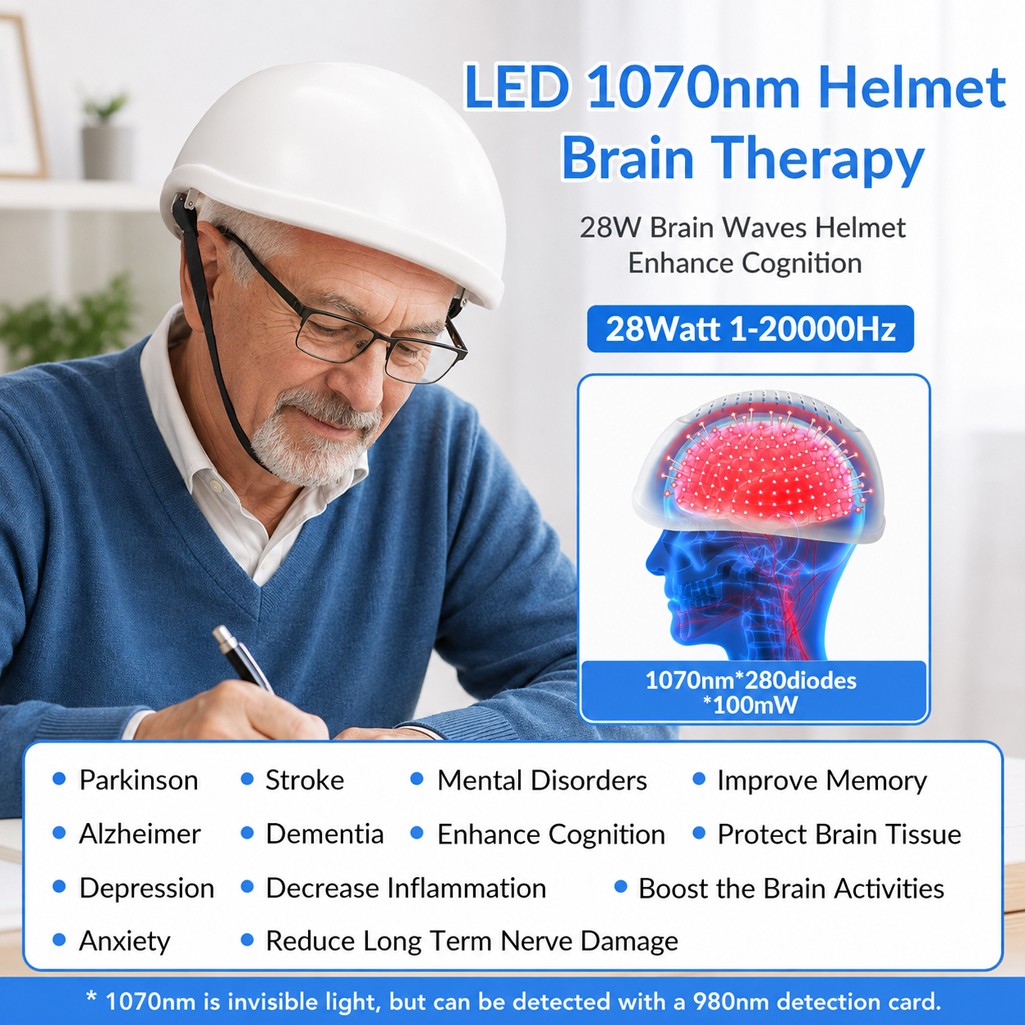 1070nm NIR Light Brain Photobiomodulation Helmet for Parkinson Alzheimer Stroke