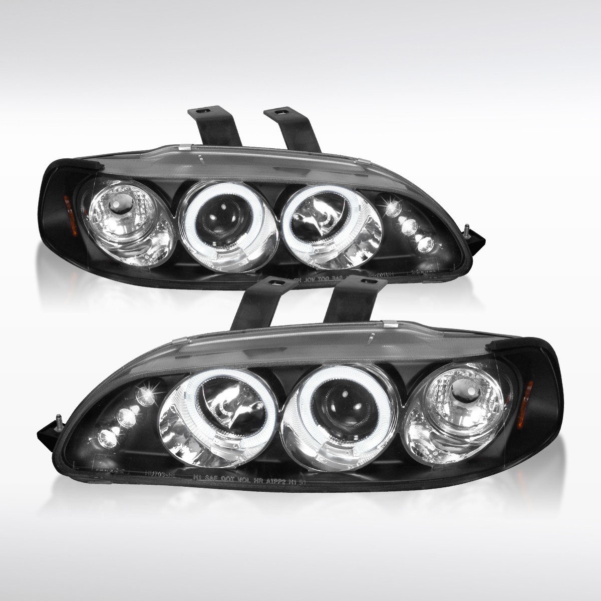 Fit 1992 1993 1994 1995 Honda Civic Black LED Halo Projector Headlights Lamps