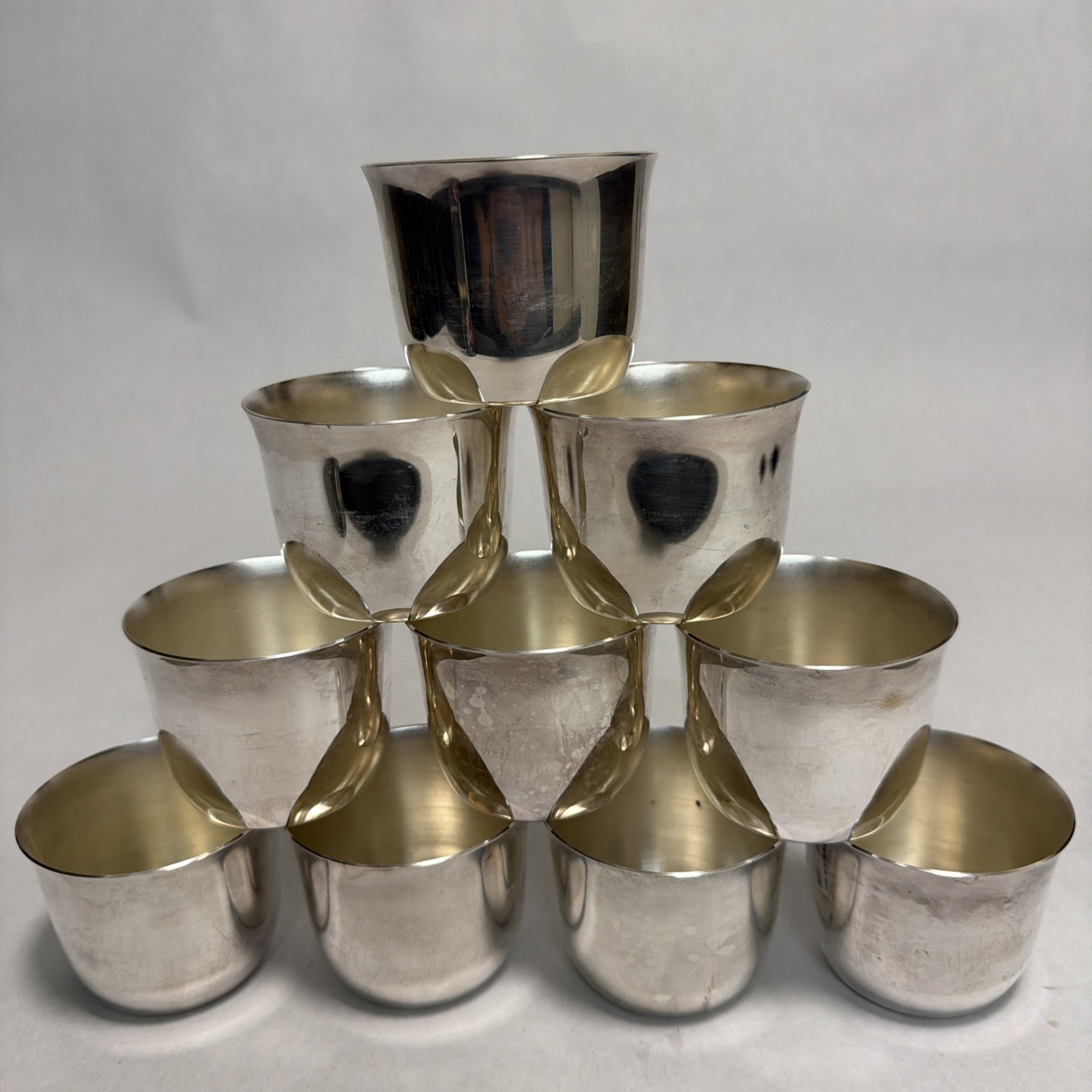 Sheridan Taunton Silversmiths Ltd Set of 10 Silver Plate Punch Cups Vtg Barware
