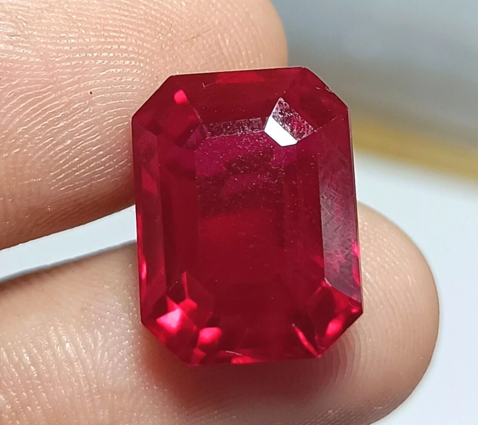Natural Mozambique Blood Red Ruby 11.25 Ct Emerald Cut Certified Loose Gemstone