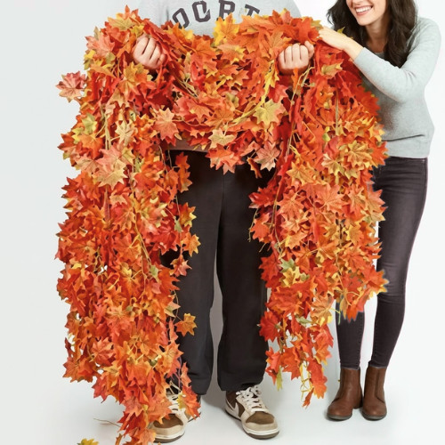 Artificial Maple Leaf Garland - Fall Autumn Halloween Decor, Fake Leaves Vine
