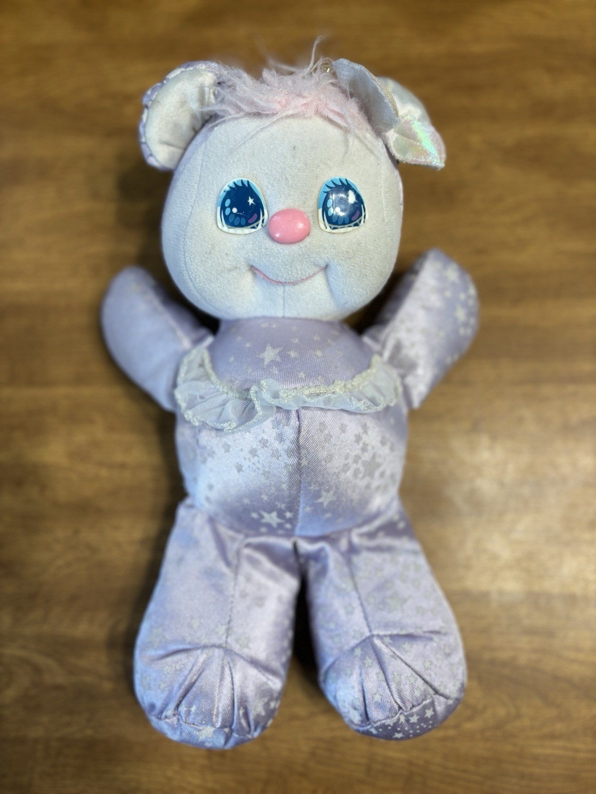 VTG 1989 Mattel PJ Sparkles Sparklin Plush Purple Bear Doll