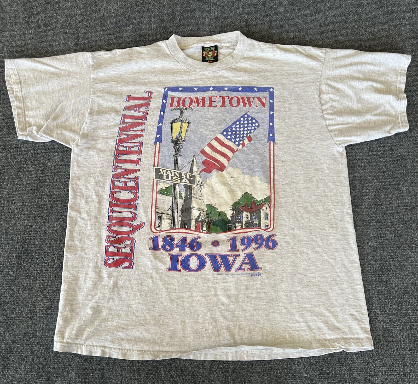 Iowa Sesquicentennial VTG 1996 T Shirt “Home Town” Gray Oversized 2XL