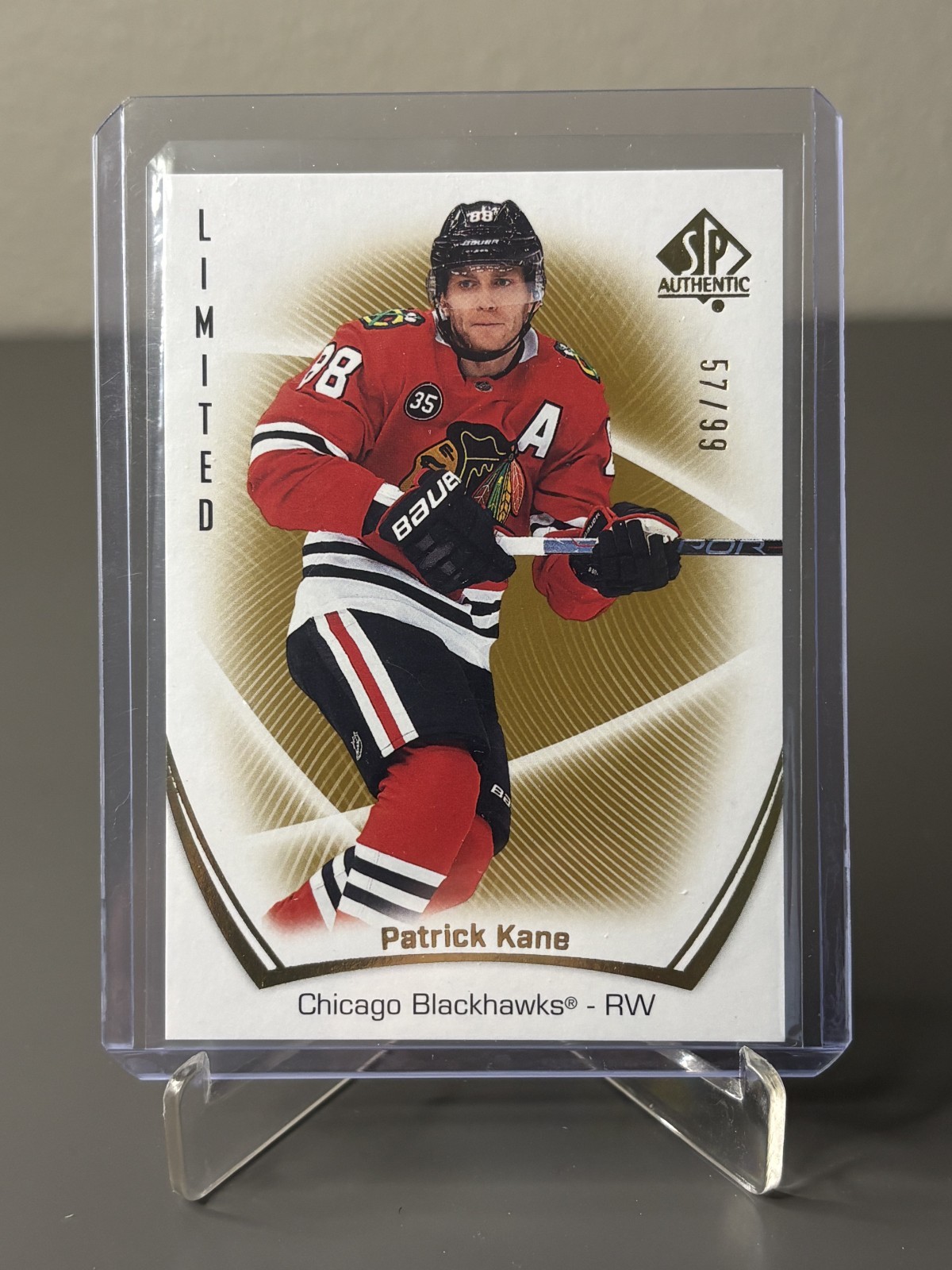 2021-22 Upper Deck SP Authentic Patrick Kane Limited Gold #6 /99 2021-22 Upper Deck SP Authentic Patrick Kane Limited Gold #6 /99