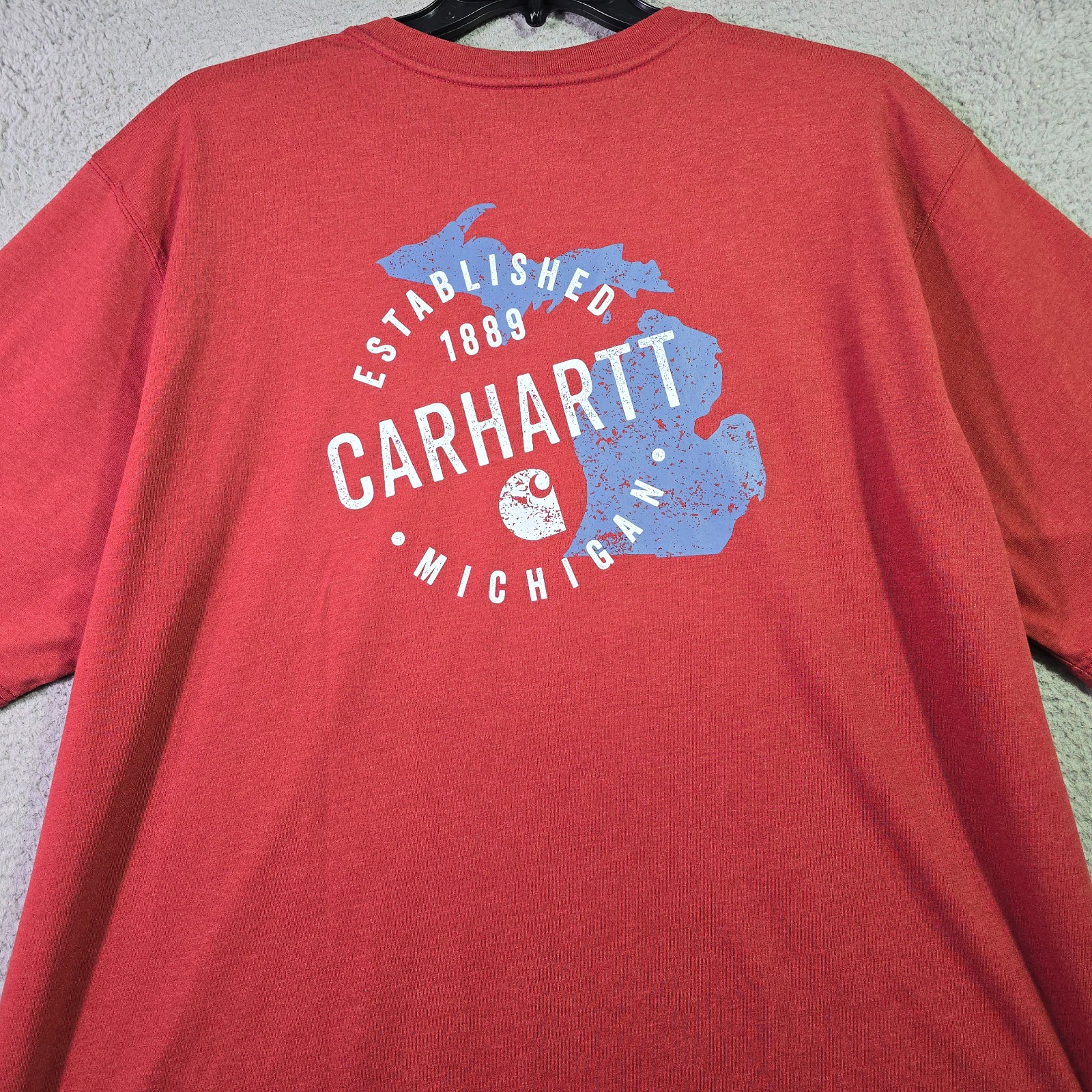 CARHARTT Michigan Shirt Mens 2XL XXL Red Pocket Tee Outdoor Casual Relaxed NWT