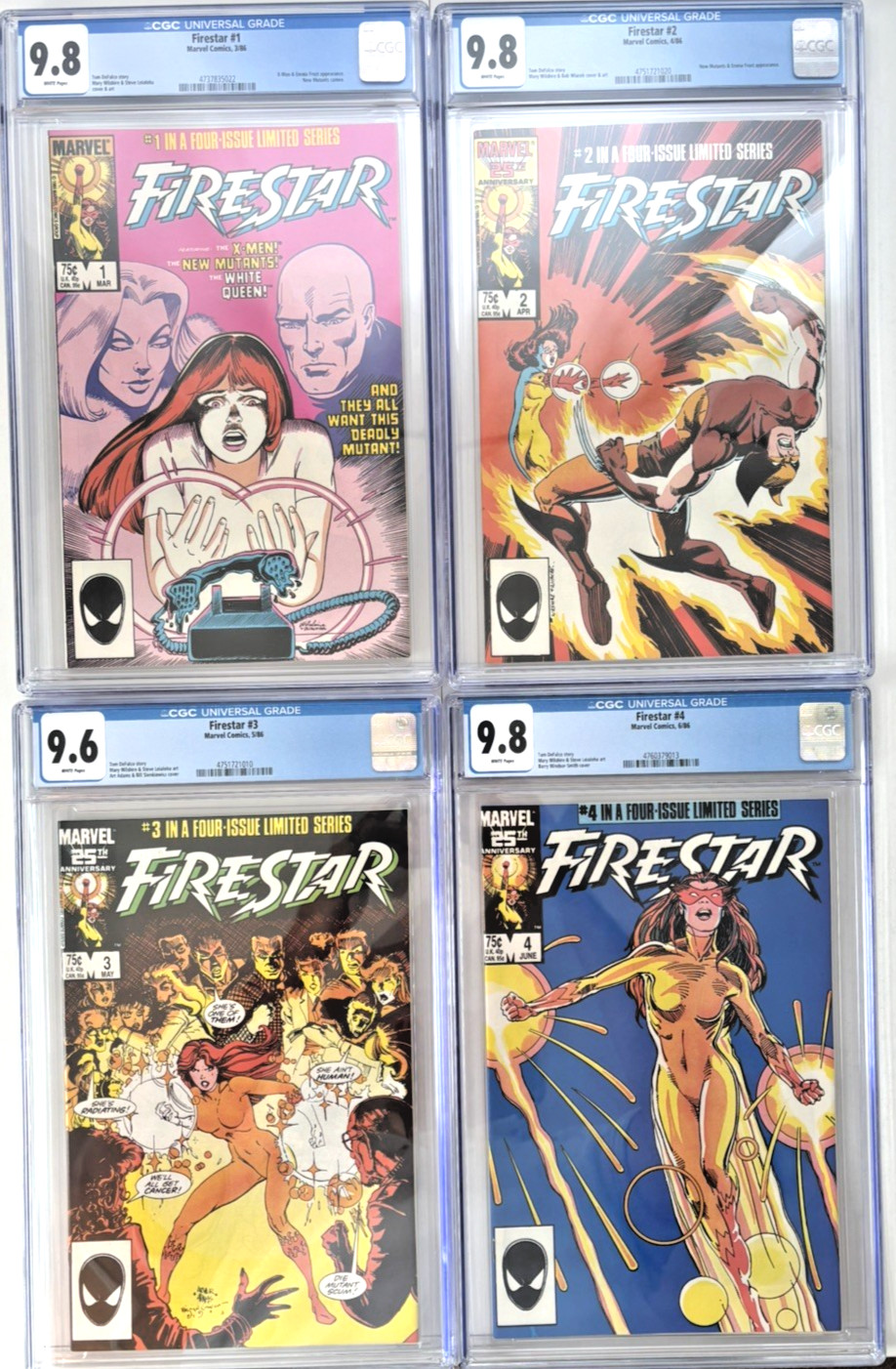 Firestar #1-4, CGC 9.8-#1,2,4; 9.6-#3,  4737835022, 4751721002, 1010, 1020