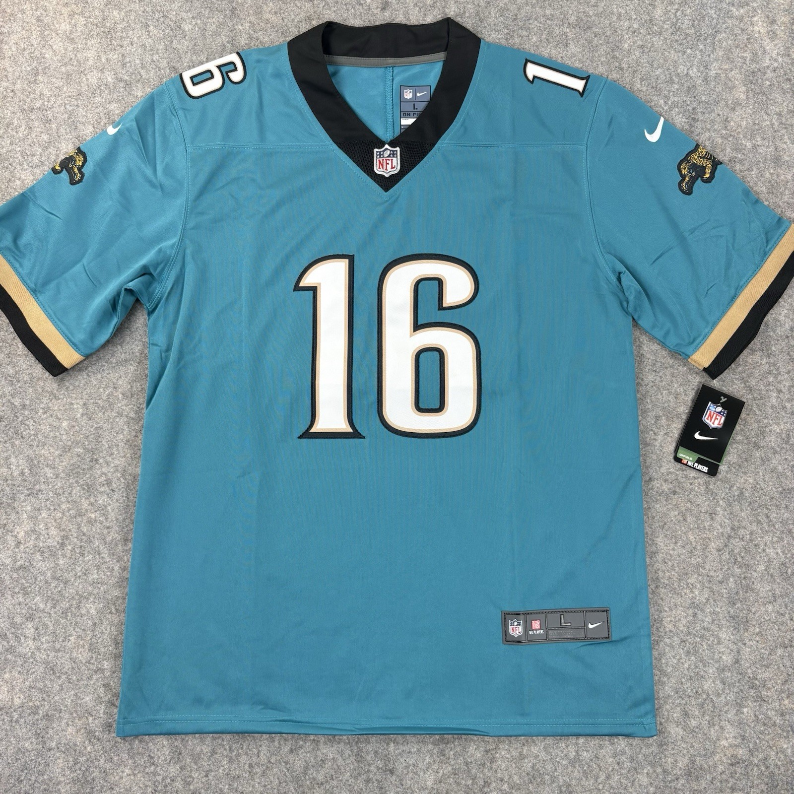 Jacksonville Jaguars Trevor Lawrence Jersey Mens Large Teal Blue Patch Logo 16