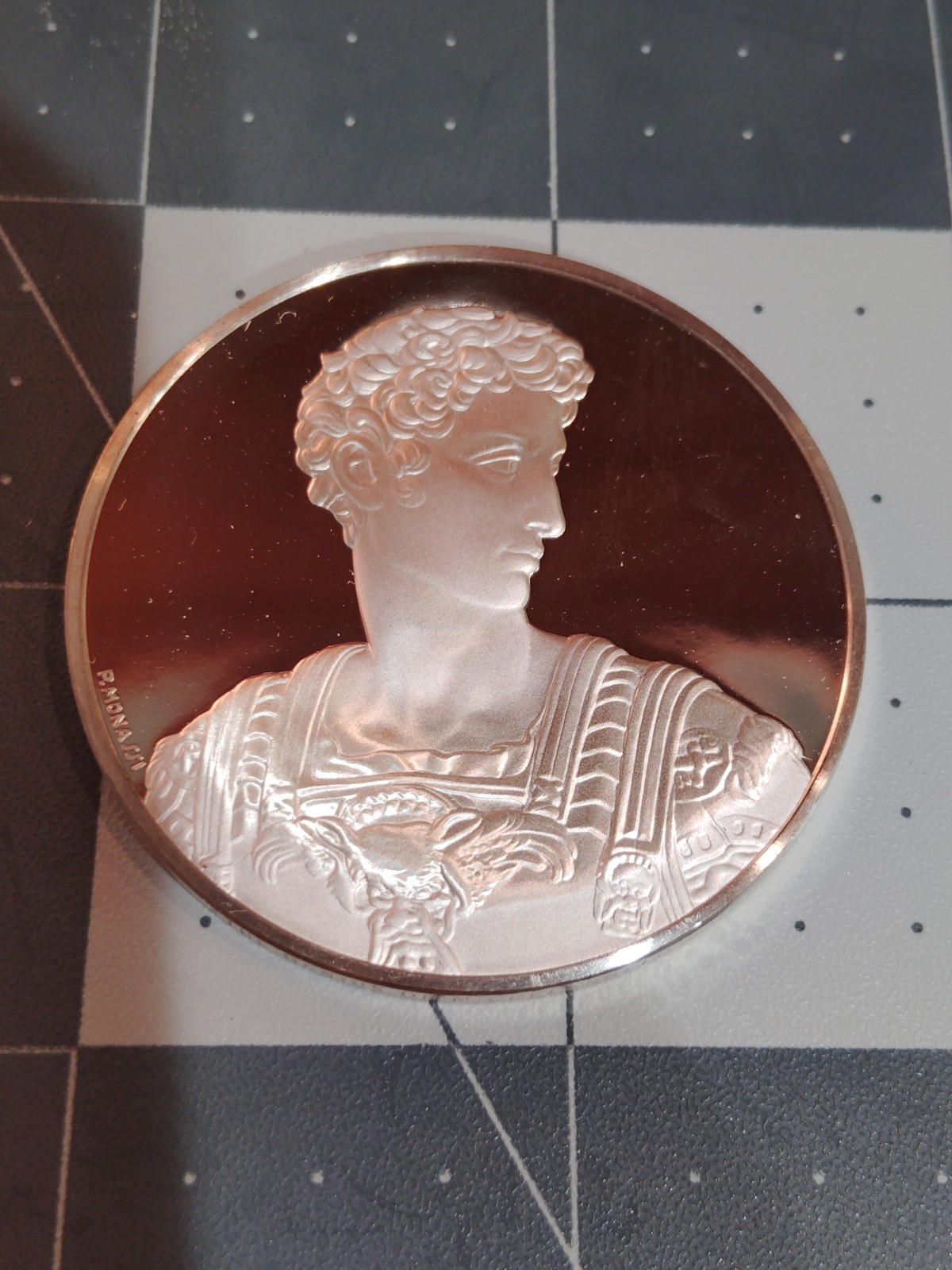 Giuliano de Medici, The Genius of Michelangelo 1.26oz Sterling Silver Medal