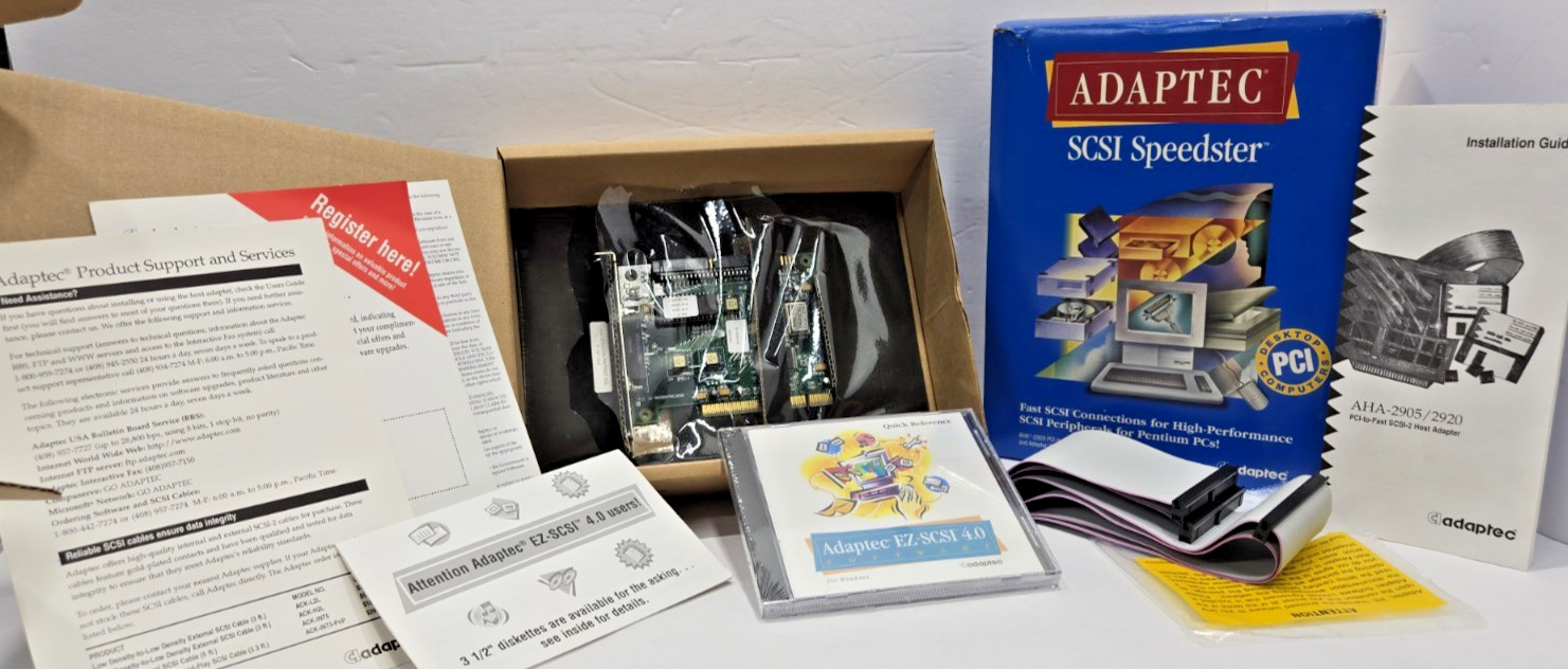 Vintage Adaptec SCSI PCI Controller Card AHA-2920 - Open Box Complete