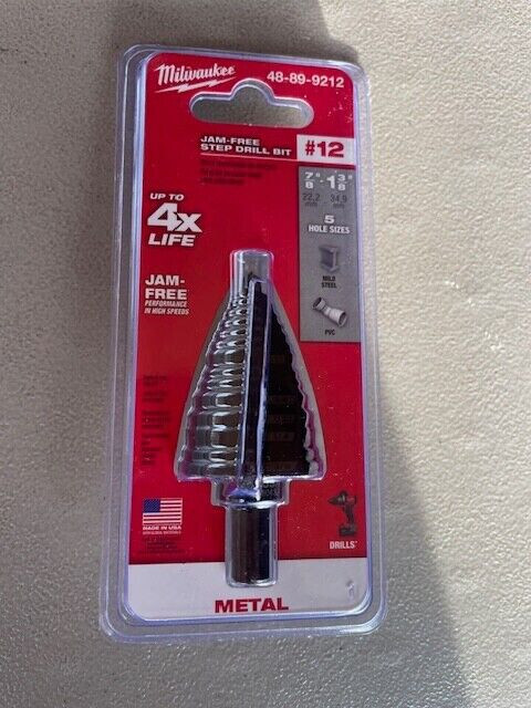 NEW MILWAUKEE 48-89-9212 JAM-FREE STEP DRILL BIT #12 SEALED NEW MILWAUKEE 48-89-9212 JAM-FREE STEP DRILL BIT #12 SEALED