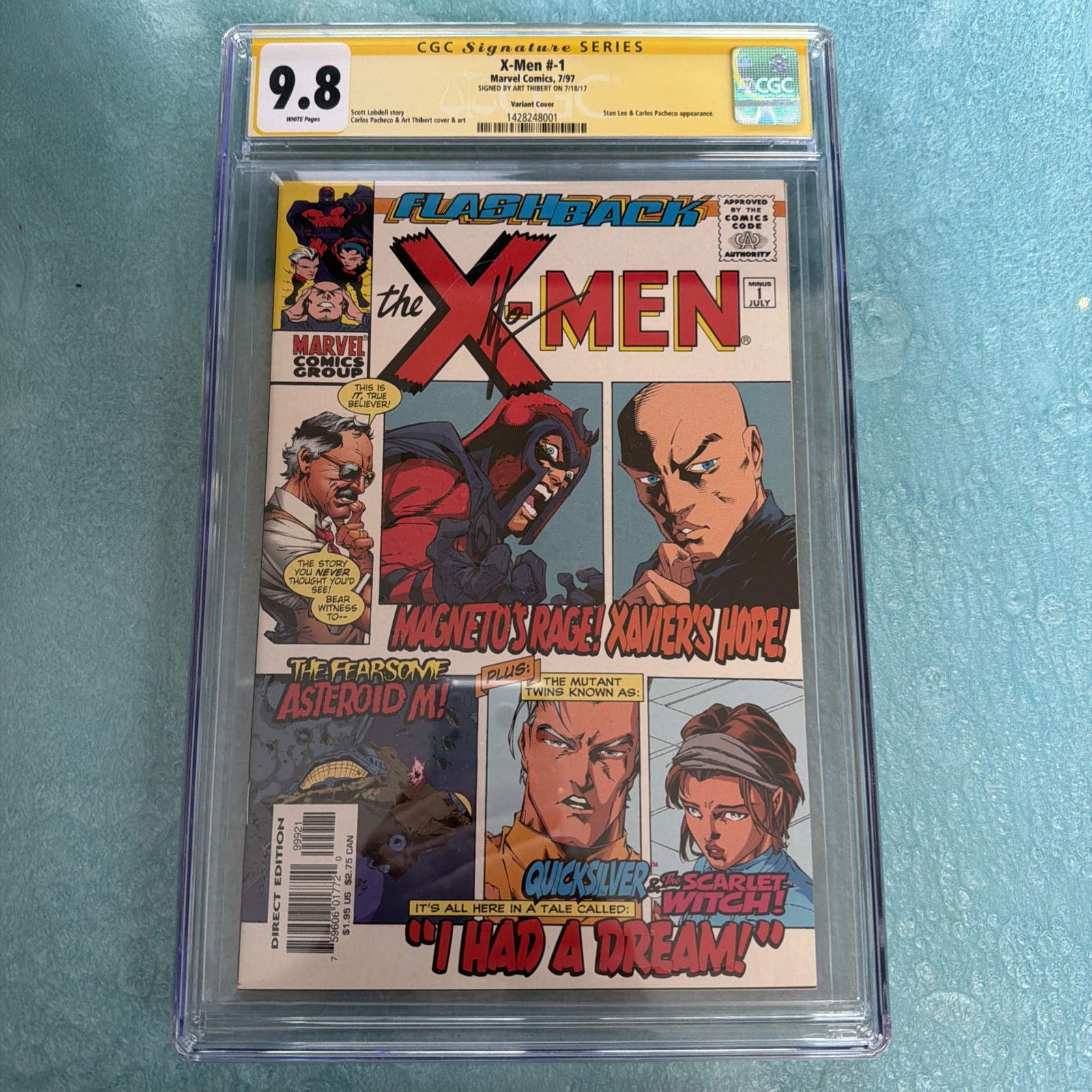 X-MEN -1 CGC 9.8 WP  Flashback Stan Lee App Signed by ART THIBERT 1/1 top pop