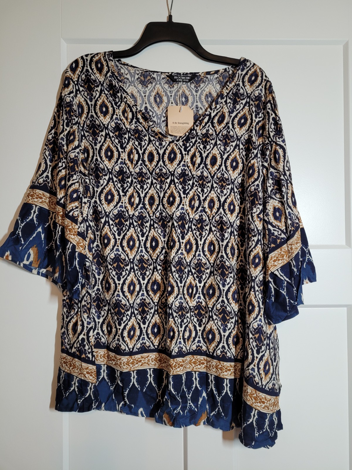 BLOOMCHIC Shirt 18-20 2X Blue/Brown NEW
