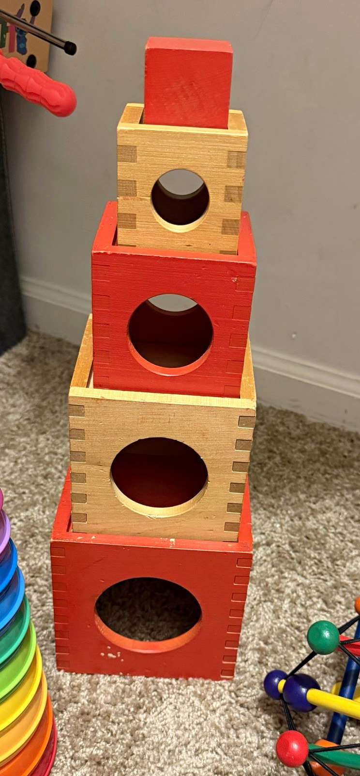 Vintage 1960s Set of Five Creative Playthings WOODEN NESTING BLOCKS / Hand Craft Vintage 1960s Set of Five Creative Playthings WOODEN NESTING BLOCKS / Hand Craft