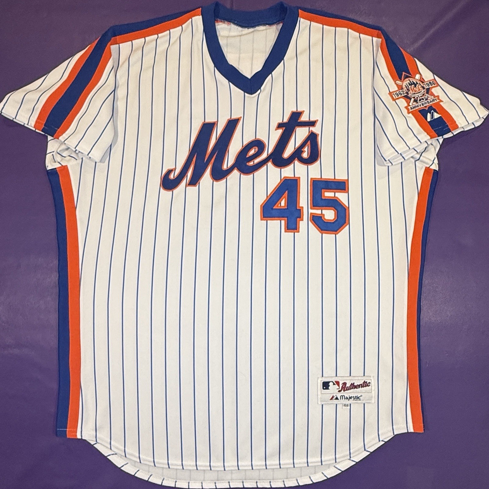 Authentic Pedro Martinez #45 New York Mets 1986 TBTC 25th Ann Majestic Jersey 48