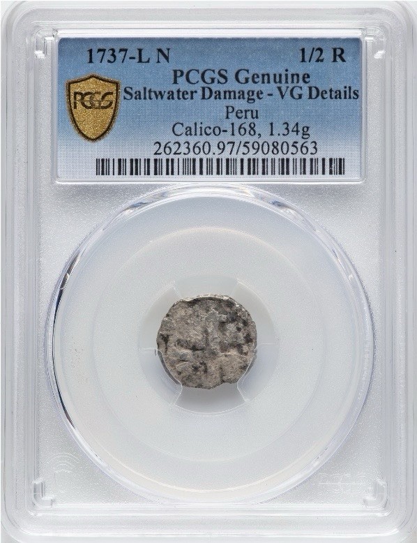 PERU 1737 AD, Colonial 1/2R Real Spanish Shipwreck Cob SILVER Spain Coin, PCGS PERU 1737 AD, Colonial 1/2R Real Spanish Shipwreck Cob SILVER Spain Coin, PCGS