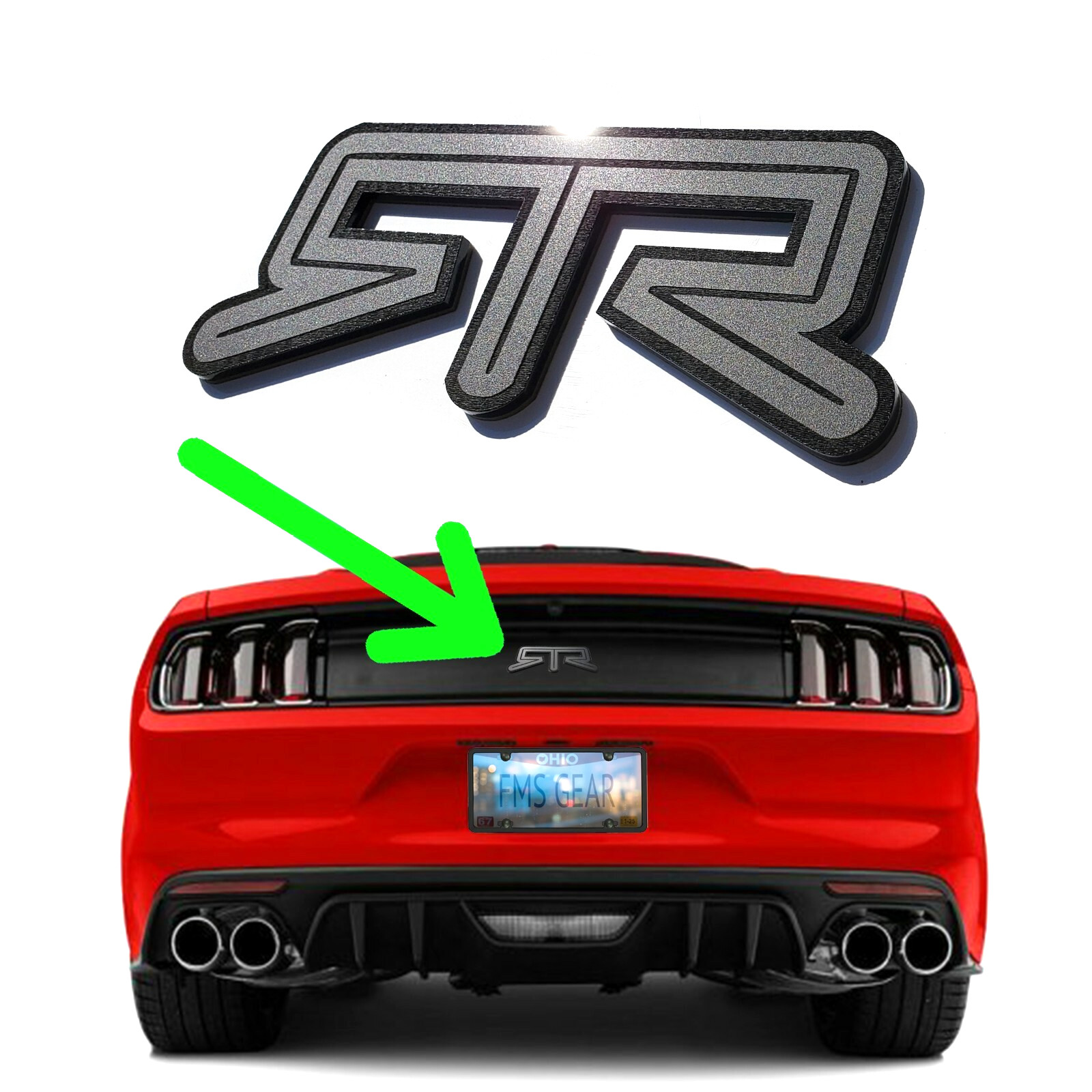 One (1) RTR Emblem Fits FORD MUSTANG Rear Deck Lid Badge Nameplate Logo Decal