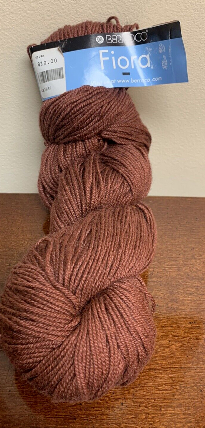 New Berroco Fiora Yarn Skein Cotton Alpaca Wool Color # 3837 Rust Brown 100g