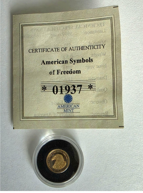 American Mint Symbol of Freedom Bald Eagle 0.5 Gram 24K Gold Proof