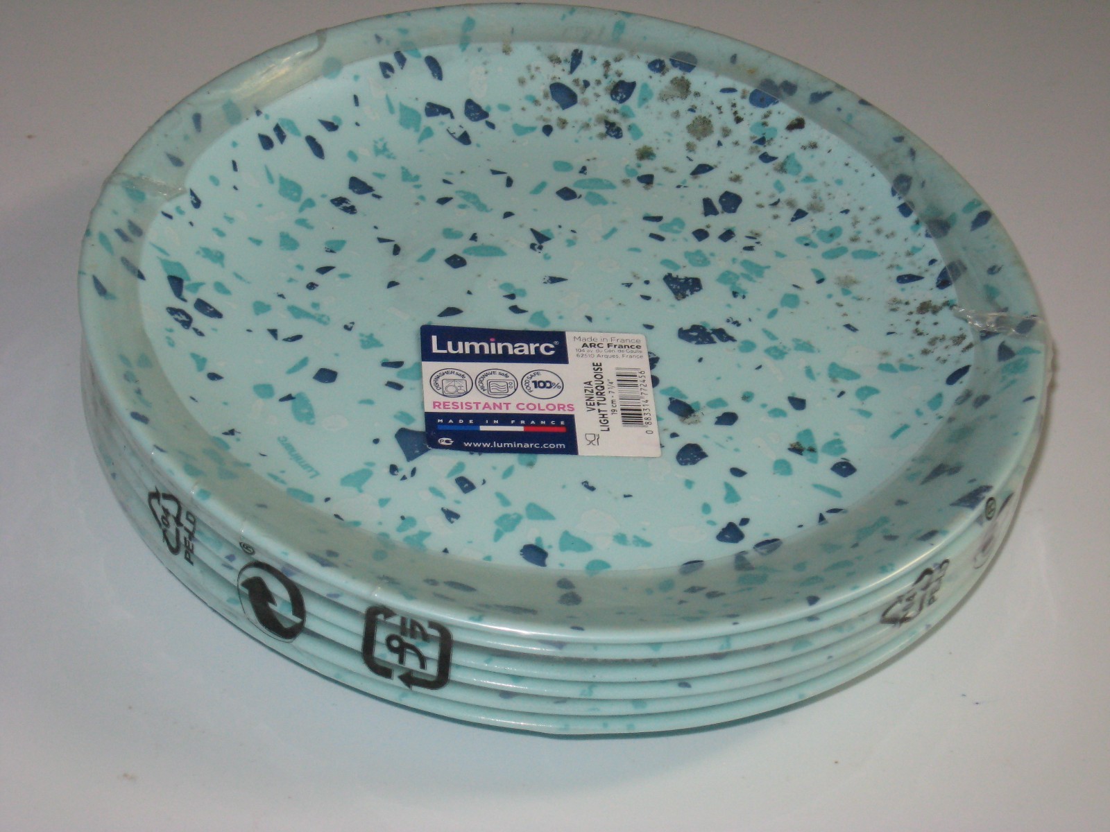 Luminarc Venizia 6 Pc Turquoise Confetti Glass Modern 7.5\ Luminarc Venizia 6 Pc Turquoise Confetti Glass Modern 7.5\
