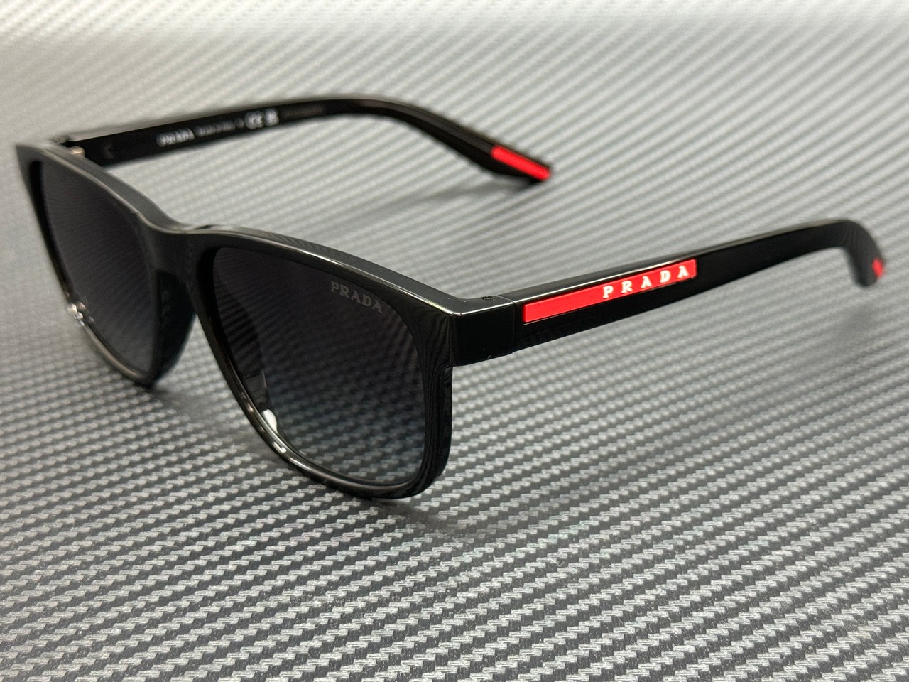 PRADA LINEA ROSSA PS 06YS 1AB09U Black Grey Gradient Men\'s 56 mm Sunglasses