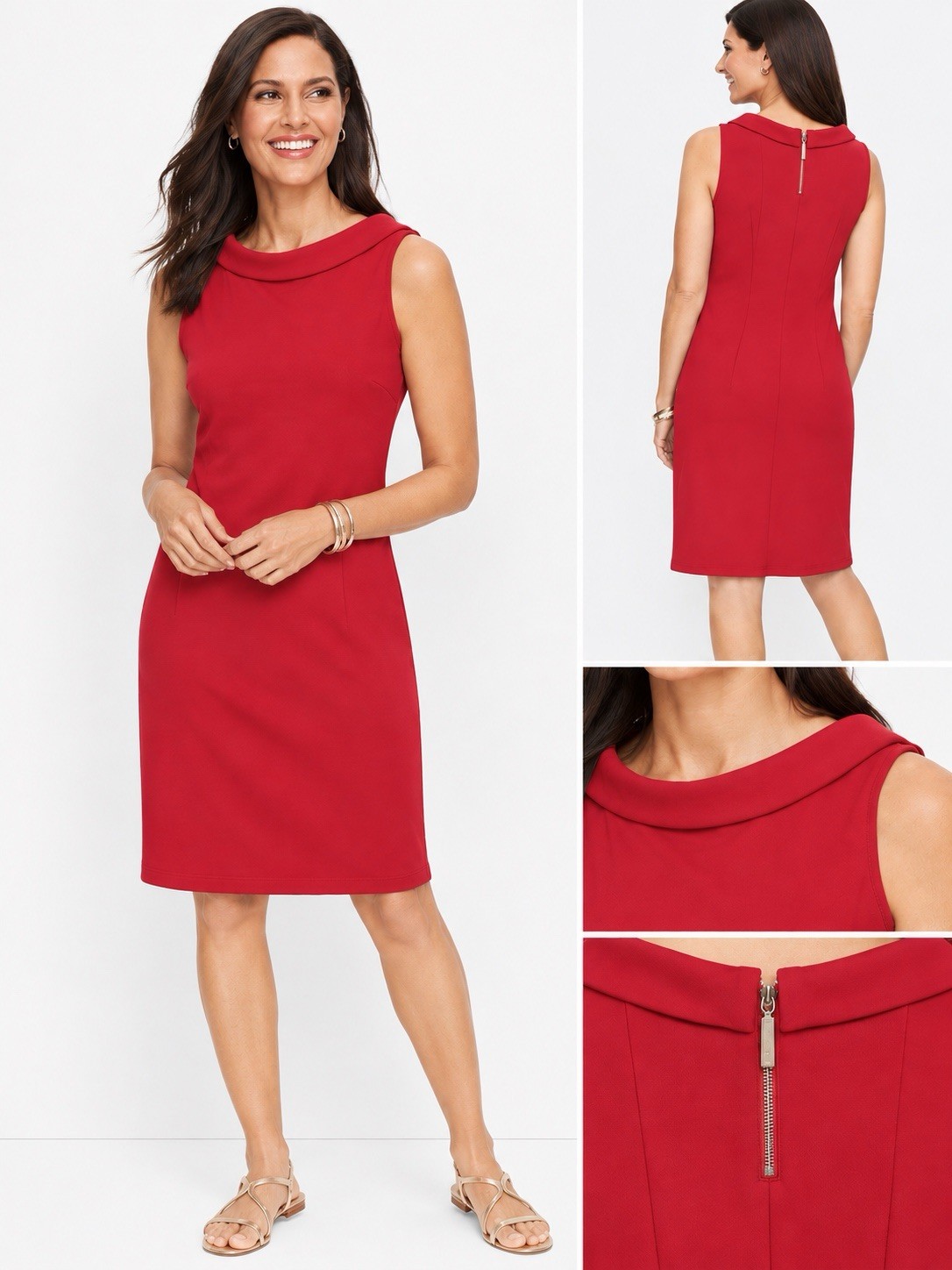 NWT  Talbots AUDREY KNIT SHIFT DRESS SOLID RED Medium Women’s Business Wear