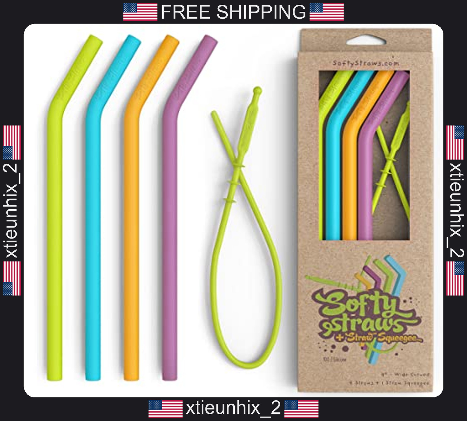 Silicone Drinking Straws 9 Inch Wide Curved for Tumblers, Safe for Kids