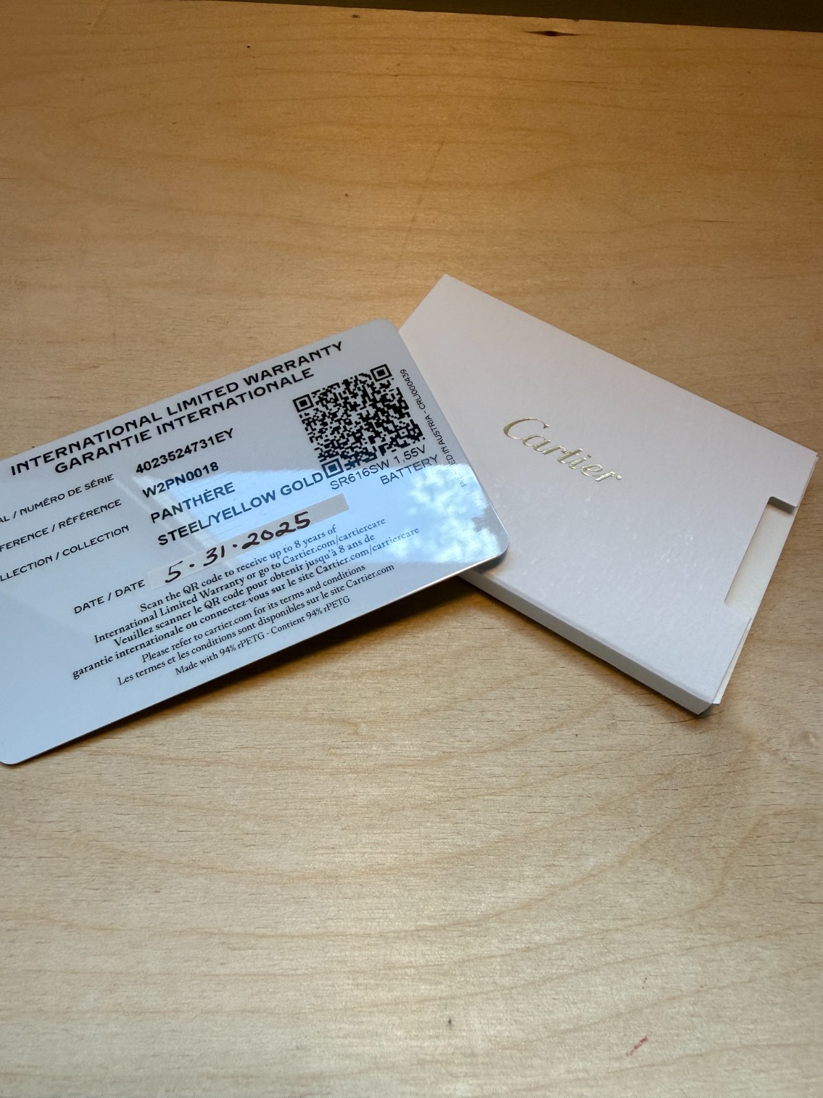 Authentic Cartier Panthere W2PN0018 Warranty Card Manual Papers Only 2025