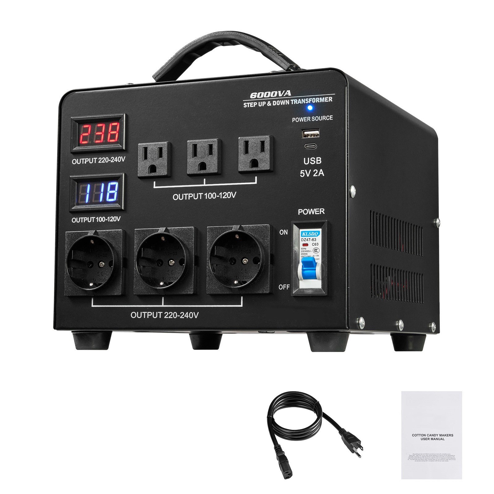 Uimoso Voltage Converter Transformer 6000VA Step Up 110V to 220V & 220V to 110V