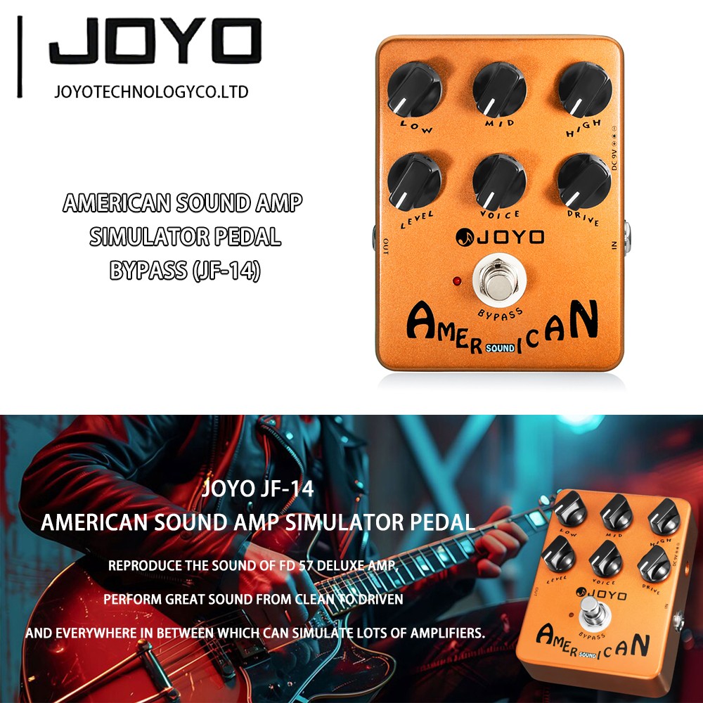 JOYO Overdrive Distortion Guitar Pedal American Sound Amp Simulator True Bypass