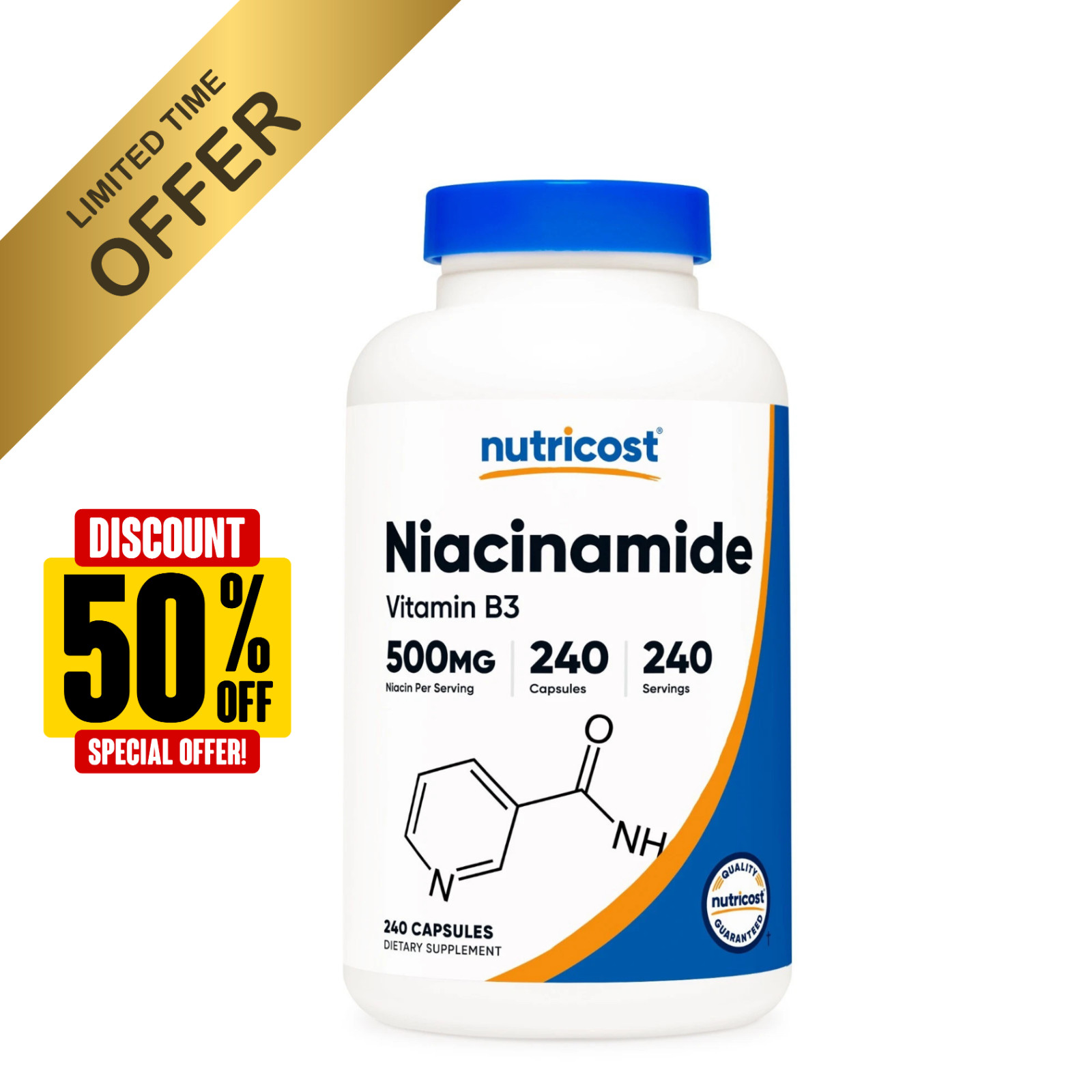 Nutricost Niacinamide (Vitamin B3) 500mg, 240 Capsules - Flush Free, Gluten Free