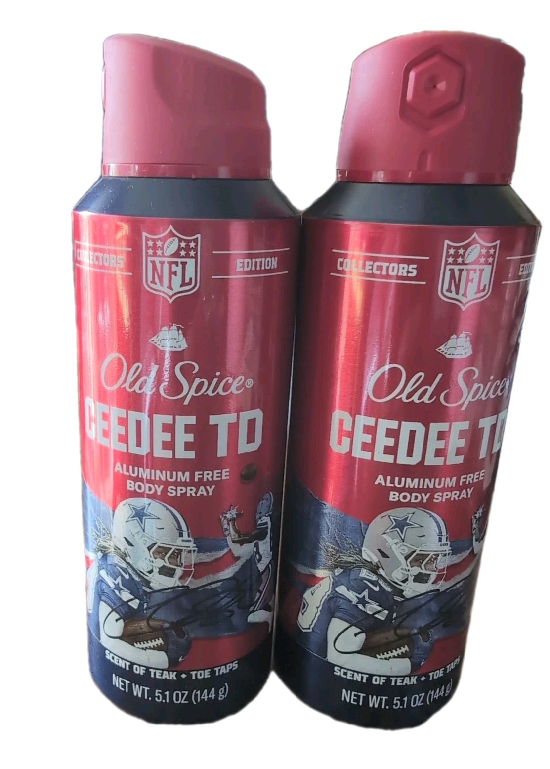 Two Old Spice NFL Ceedee TD Aluminum Free Body Sprays  5.1 oz  Collect Edition