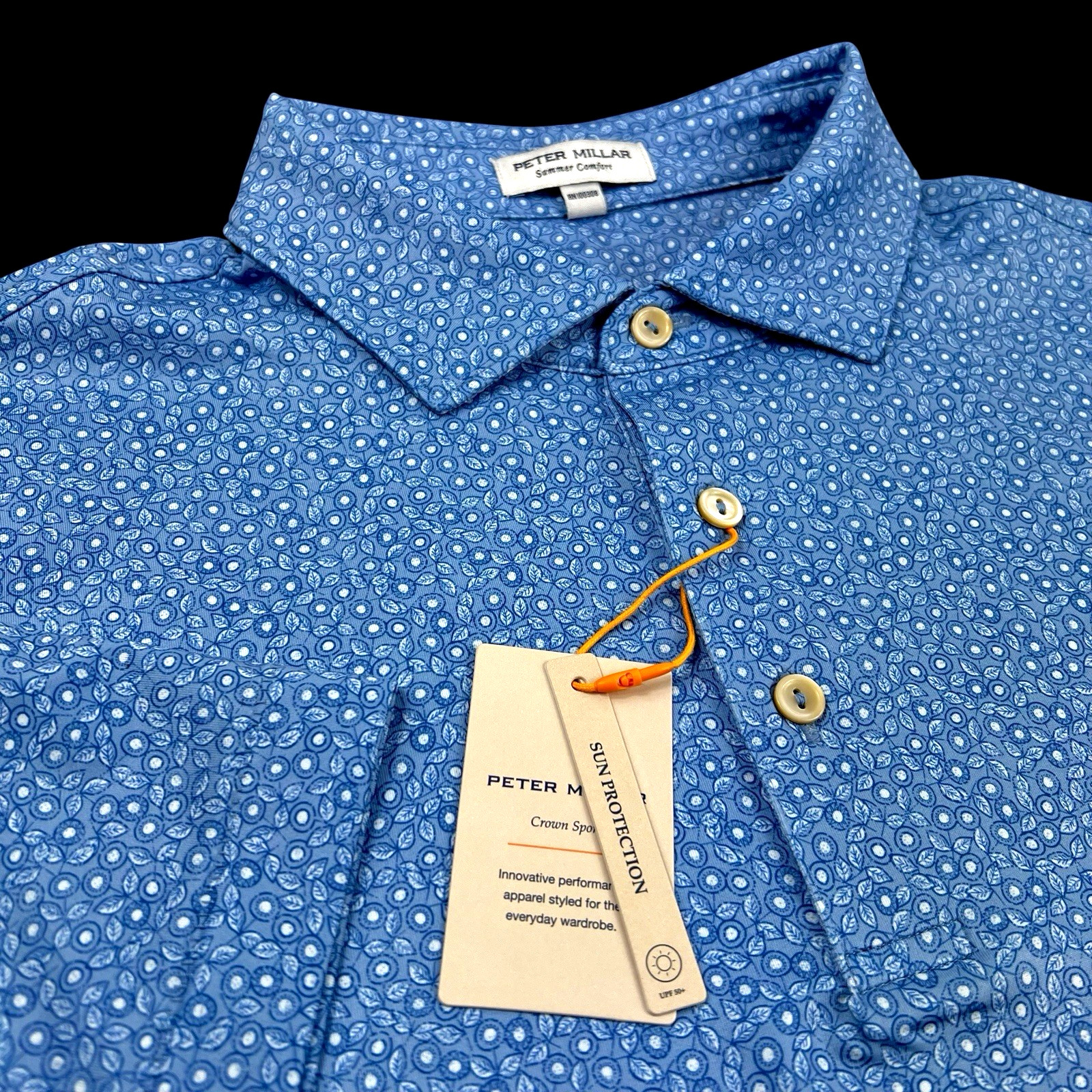 Peter Millar Crown Sport Summer Comfort Performance Geo Tropical Polo Shirt LRG Peter Millar Crown Sport Summer Comfort Performance Geo Tropical Polo Shirt LRG