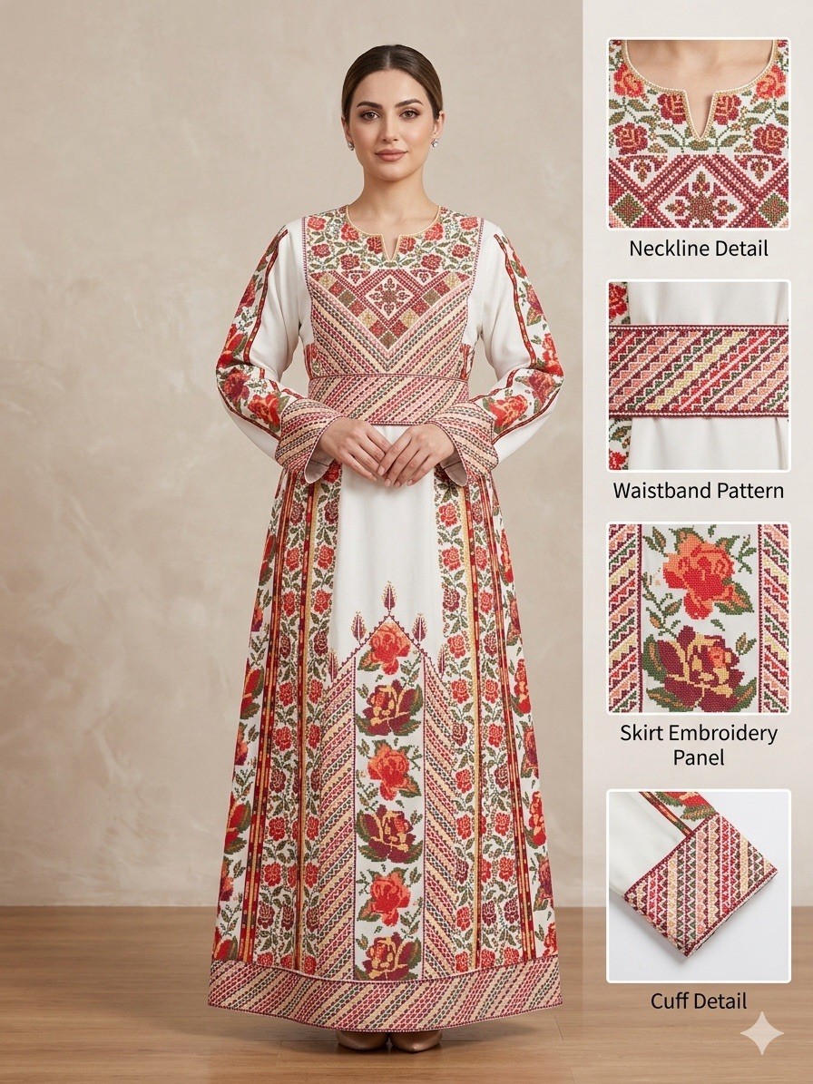 Palestinian Traditional Dress Women\'s Thobe ثوب مخمل فلسطيني  