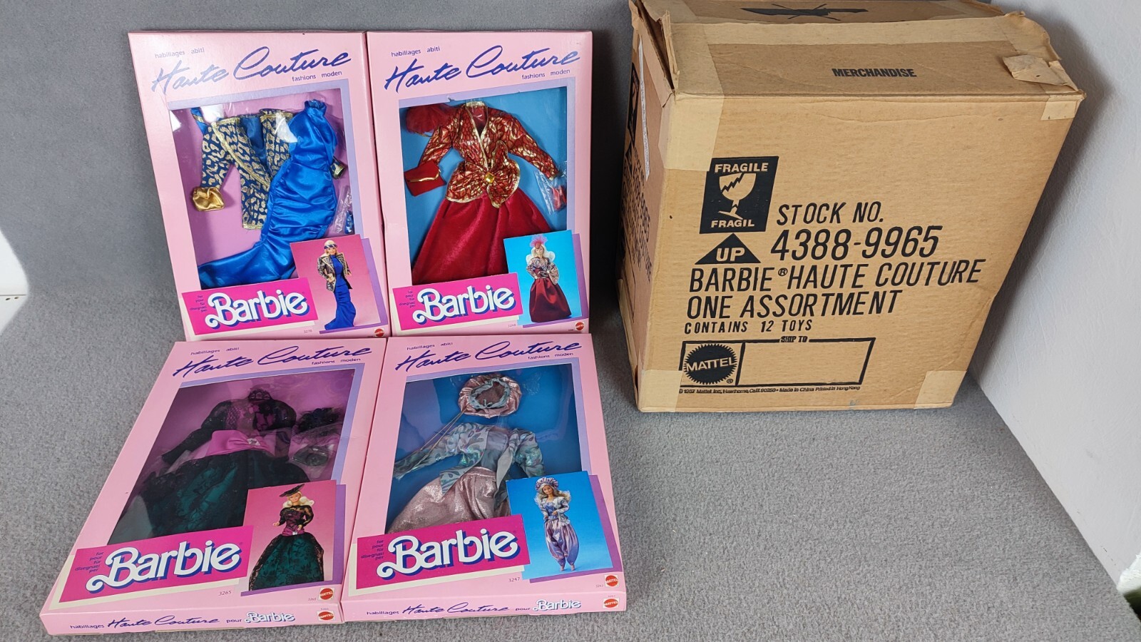 4 BARBIE HAUTE COUTURE COMPLETE 3265 3247 3248 3278 BROWN BOX MATTEL