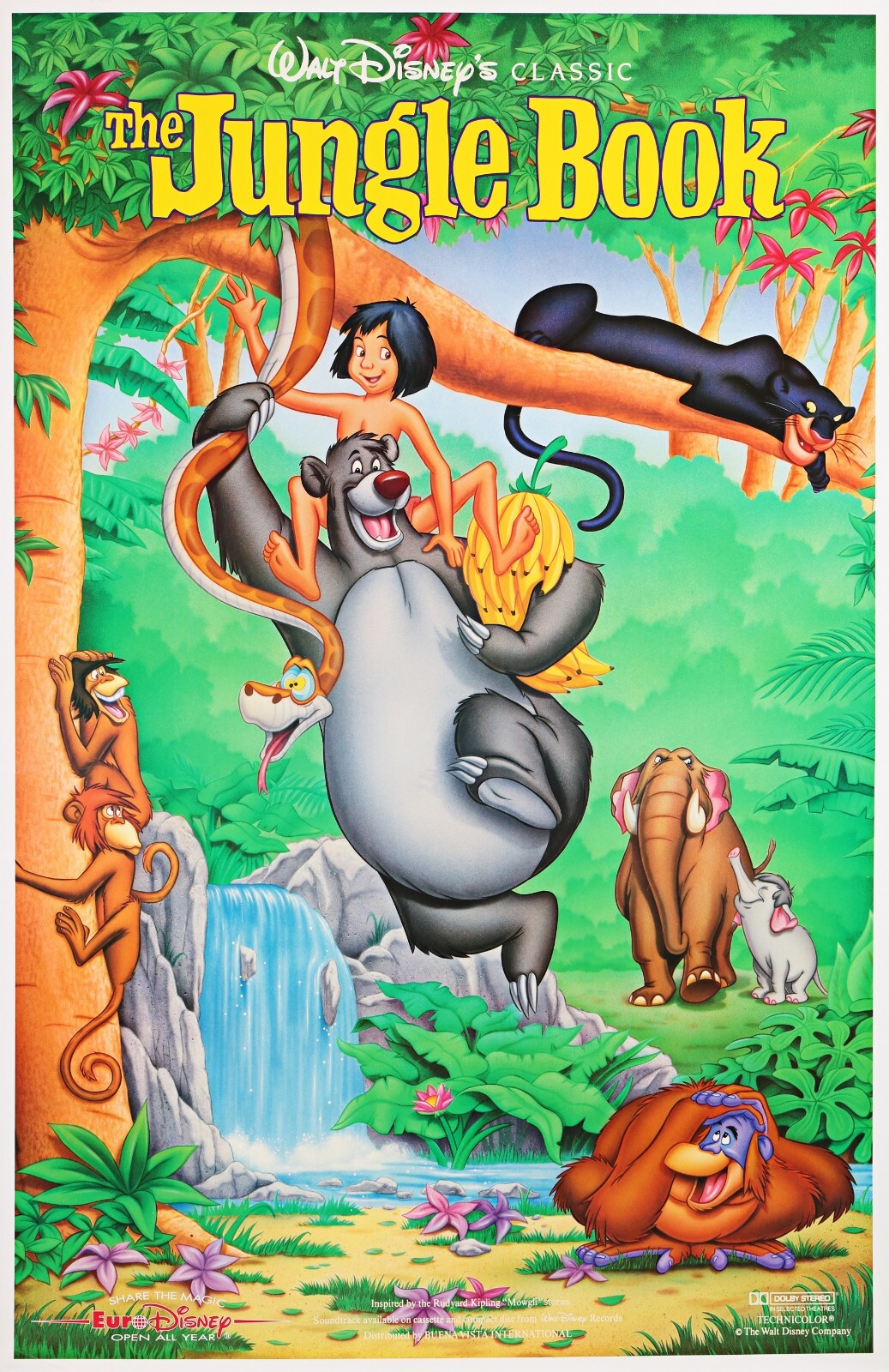 1967 Walt Disneys The Jungle Book Movie Poster 11X17 Mowgli Baloo Bagheera 🍿 1967 Walt Disneys The Jungle Book Movie Poster 11X17 Mowgli Baloo Bagheera 🍿