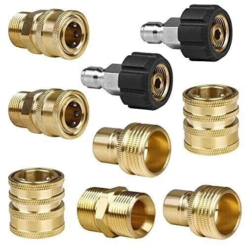 9Pc Pressure Washer Adapter Set Quick Disconnect Kit M22 Swivel to 3/8\'\' Connect