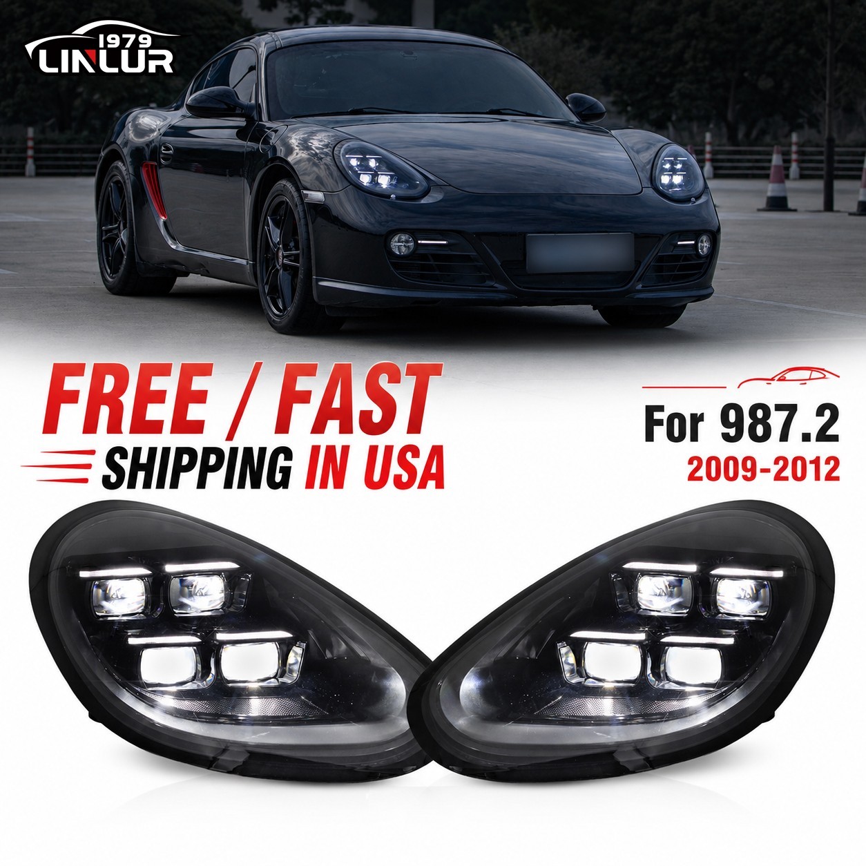 2025 Matrix LED Headlights For 2009-2012 Porsche Boxster Cayman 987.2 Upgrade