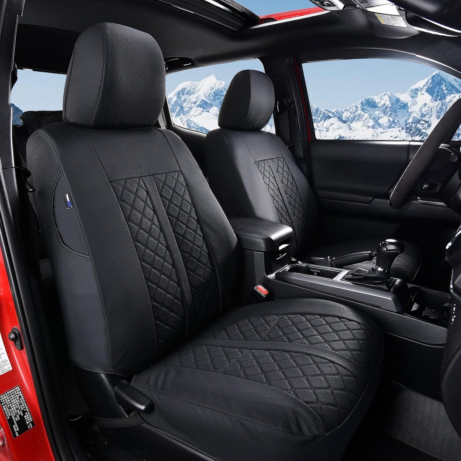 Truckiipa Front Pair Leather Seat Covers for 2016-2021 Toyota Tacoma Double Cab