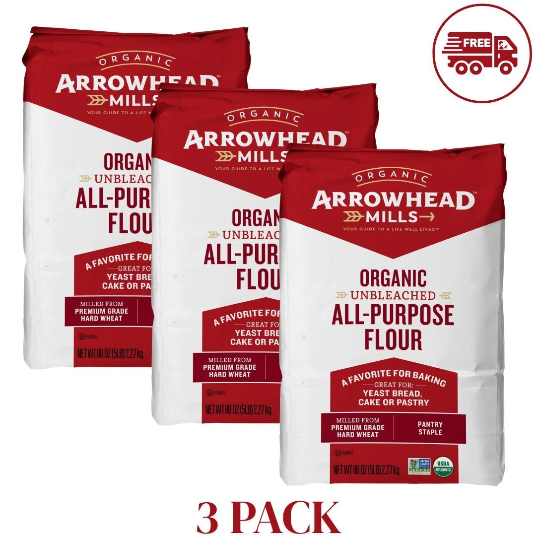 Arrowhead Mills Unbleached Bread Flour 5 Lb Pack of 3 Bags