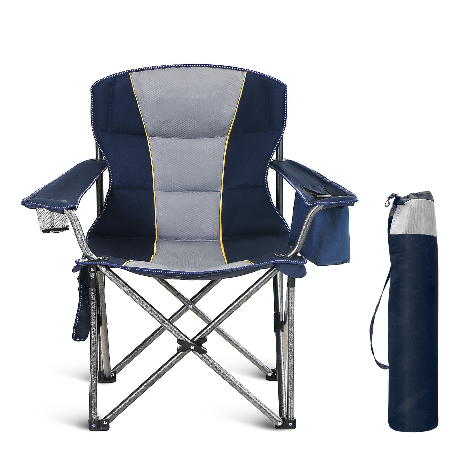 Oversized Heavy Duty Padded Camping Chair with Cup Holder BLUE