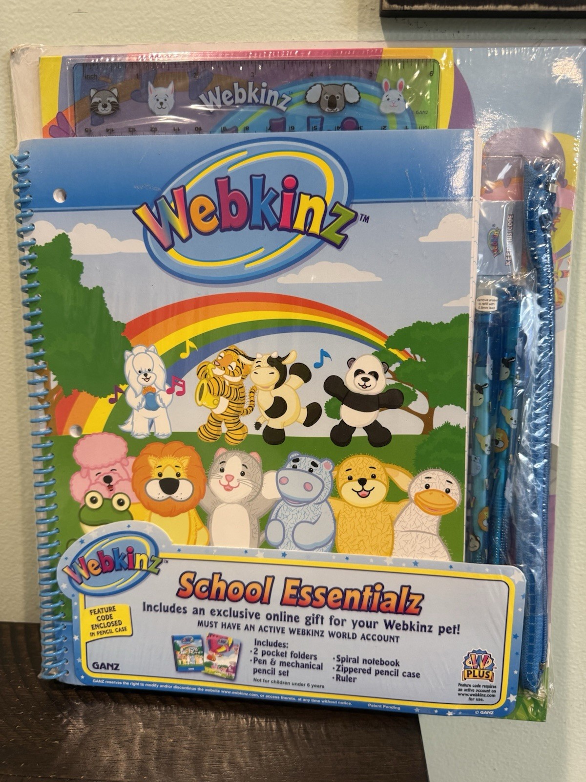 Webkinz New School Essentialz Feature Code GANZ 7 PIECE set NEW SEALED Vintage Webkinz New School Essentialz Feature Code GANZ 7 PIECE set NEW SEALED Vintage