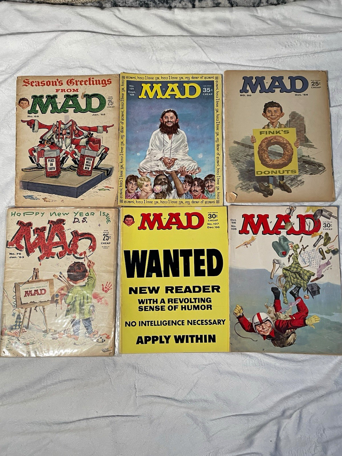 MAD Magazine Vintage Lot of 6 Issues #68 #76 #90 #106 #107 #121 1962-1969) MAD Magazine Vintage Lot of 6 Issues #68 #76 #90 #106 #107 #121 1962-1969)