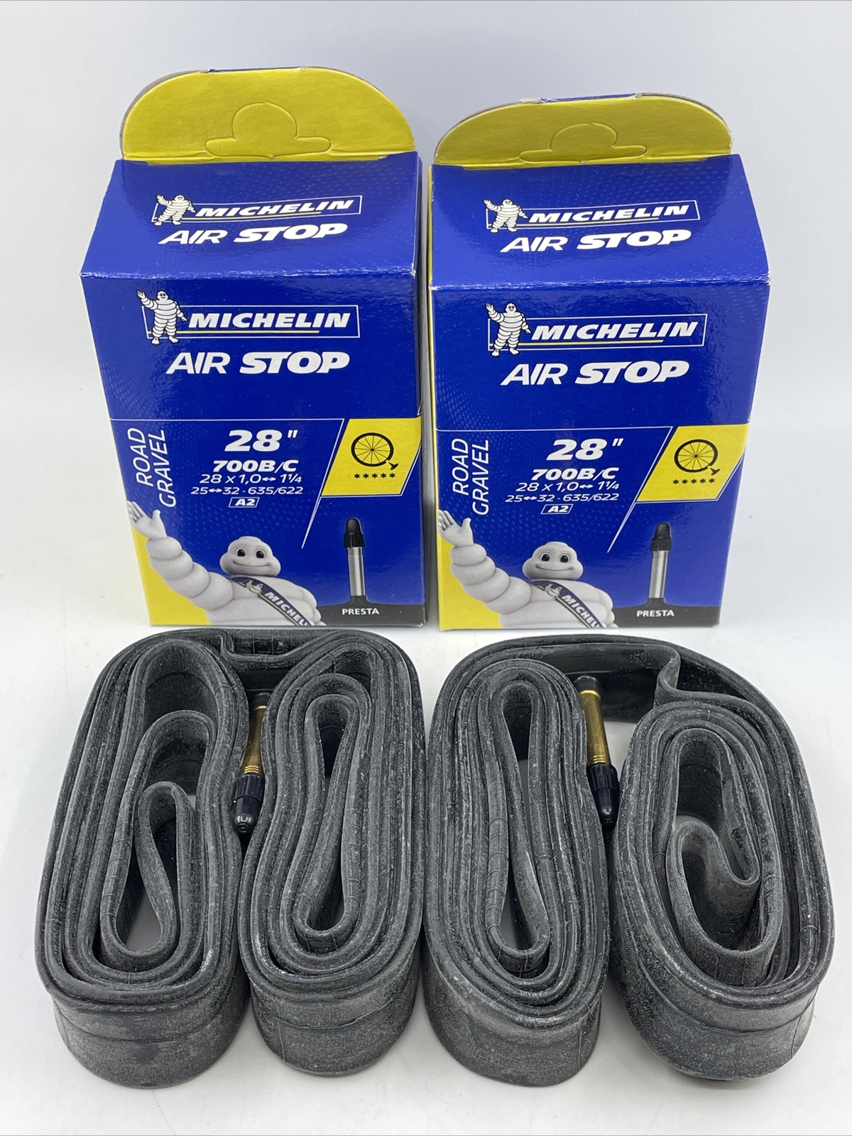 2 NEW Michelin AirStop Road Tube 700x25-32mm 40mm Presta Valve 